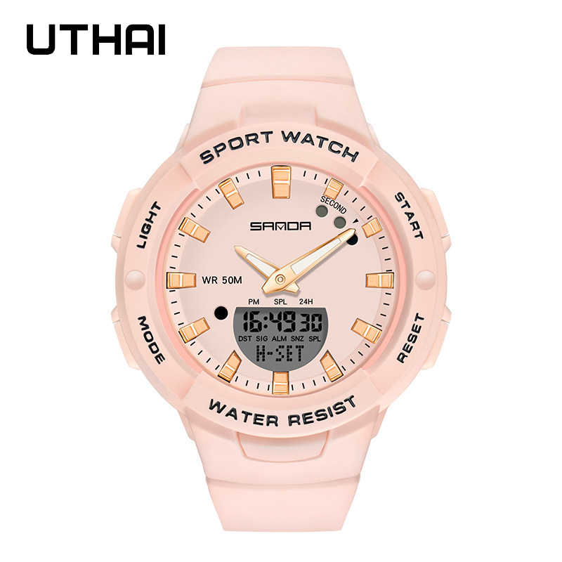Perpetual Calendar Watch - SAN DA ブランドの腕時計女性ファッションアウトドアスポーツ 5Bar 防水女性電子腕時計子供女の子腕時計時計