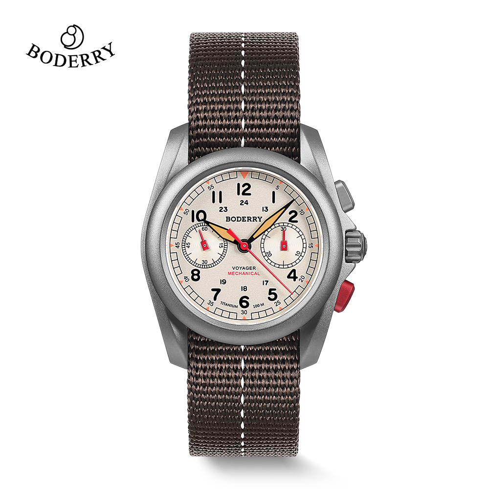 Titanium Sport Watch - BODERRY メンズ フィールドウォッチ チタン製 機械式 クロノグラフ