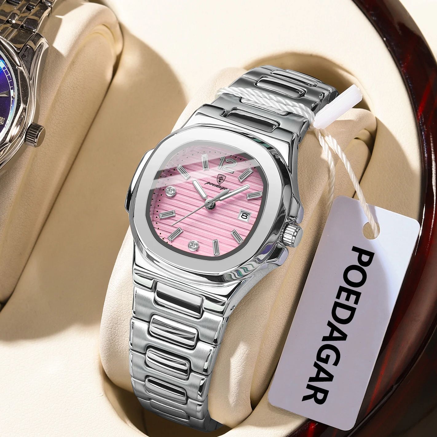 Ladies Luxury Watch - POEDAGARスクエアファッション女性腕時計夜光防水日付レディースウォッチ高級高品質クォーツ女性用腕時計時計