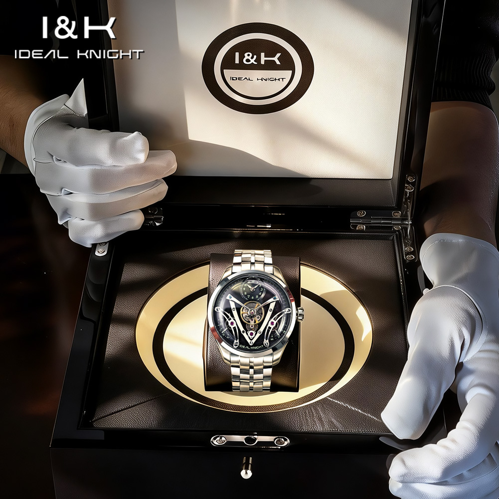 Luxury Watch Brands - IDEAL KNIGHT 6821 ブランドオリジナルの本物の男性用腕時計高級ギフトボックス高級ギフト中空自動機械式メンズ腕時計