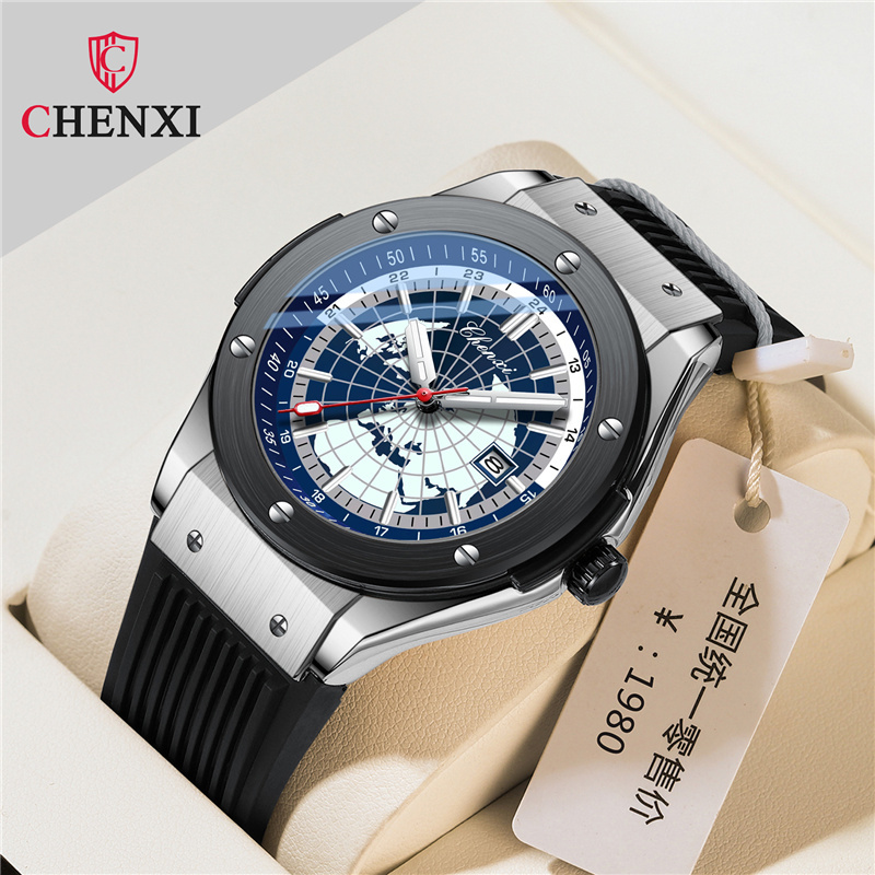 Luxury Watch Brands In World - CHENXI 82442 クォーツ時計メンズカジュアル高級スポーツ腕時計ブランド世界地図軍事防水腕時計男性用時計ギフト