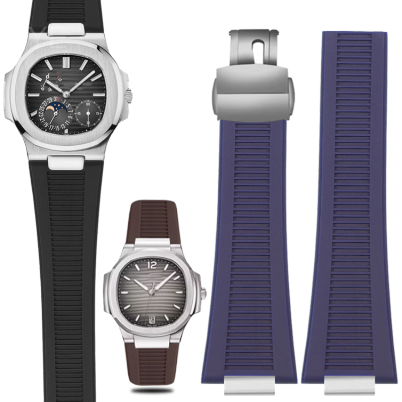 Luxury Watch Patek Philippe - 高級シリコン時計ストラップ パテック フィリップ ノーチラス ソリッド スチール展開バックル