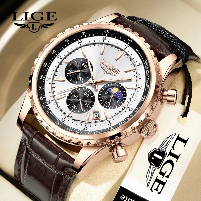 Luxury Watch Collection Box - Lige新メンズ時計トップブランド高級男性用腕時計革クォーツ時計スポーツ防水男性用時計relogio男性用 + ボックス