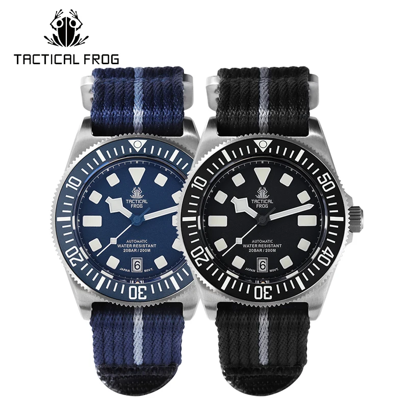 Titanium Sport Watch - 男性用タクティカルカエルチタン時計,fxダイビング,発光腕時計,自動機械式ムーブメント,サファイアbgw9,ダイビング200m,42mm,nh35