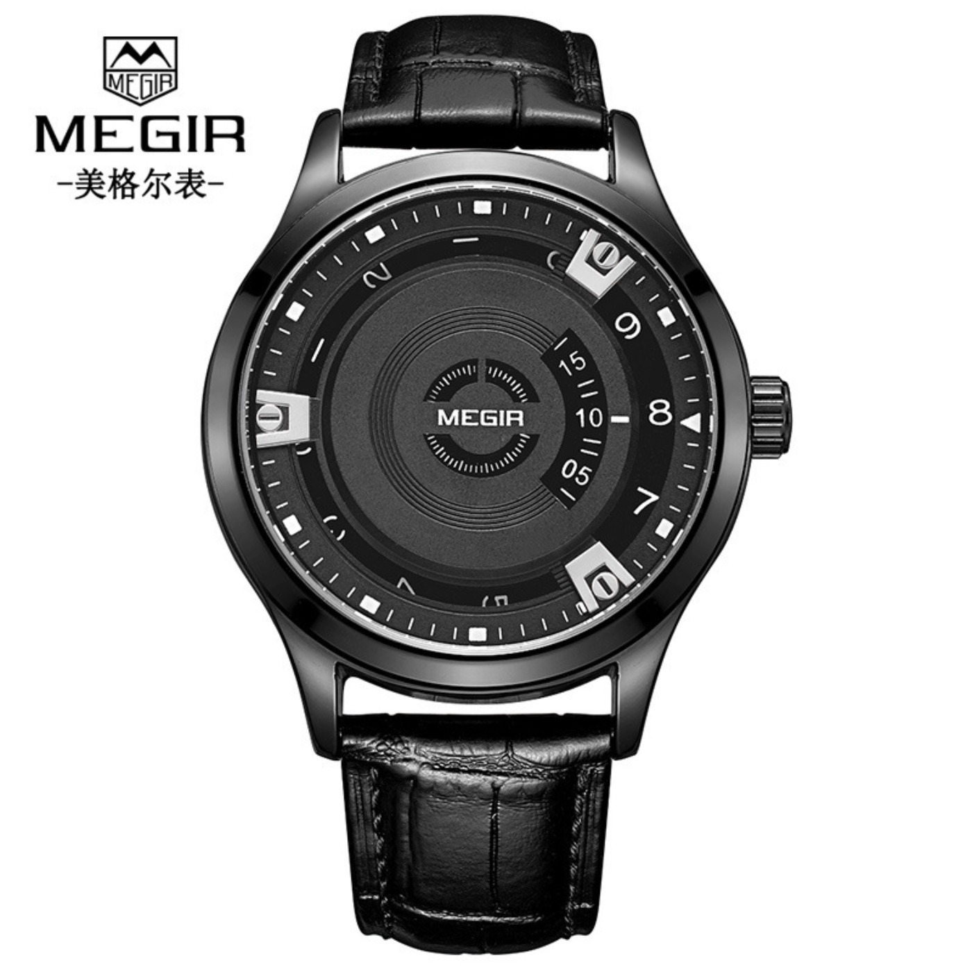 Luxury Watch Leather Strap - MEGIR 男性腕時計高級レザーストラップスポーツミリタリーウォッチ男性時計防水カジュアルクォーツ腕時計リロイ Hombre 1067