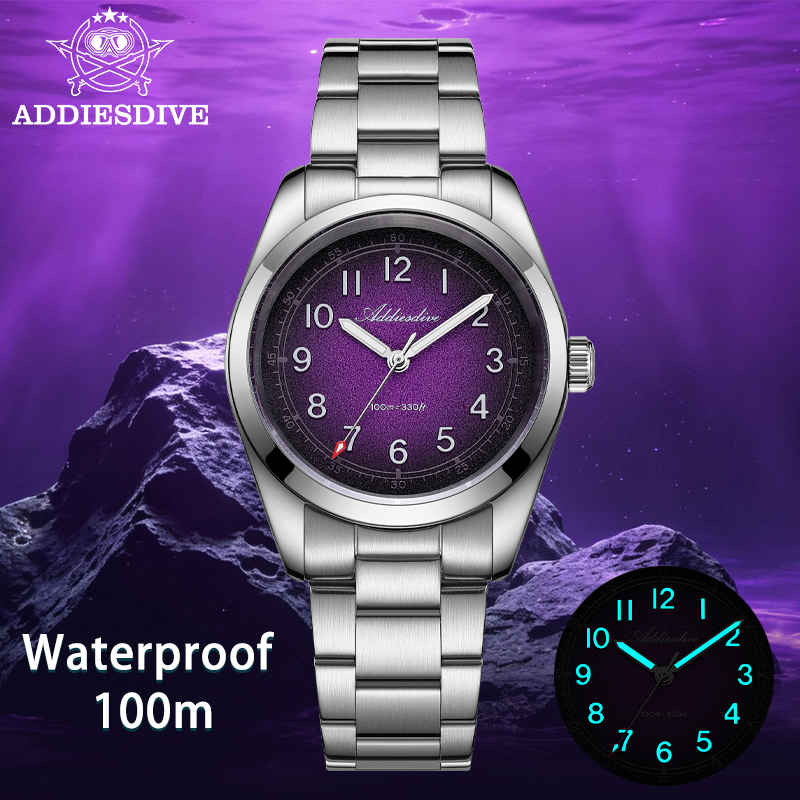 Dress Watch Ultra Thin - ADDIESDIVE 2026 新しい高級メンズクォーツ時計 100 メートル防水サファイアガラス超発光ステンレス鋼ビジネス腕時計