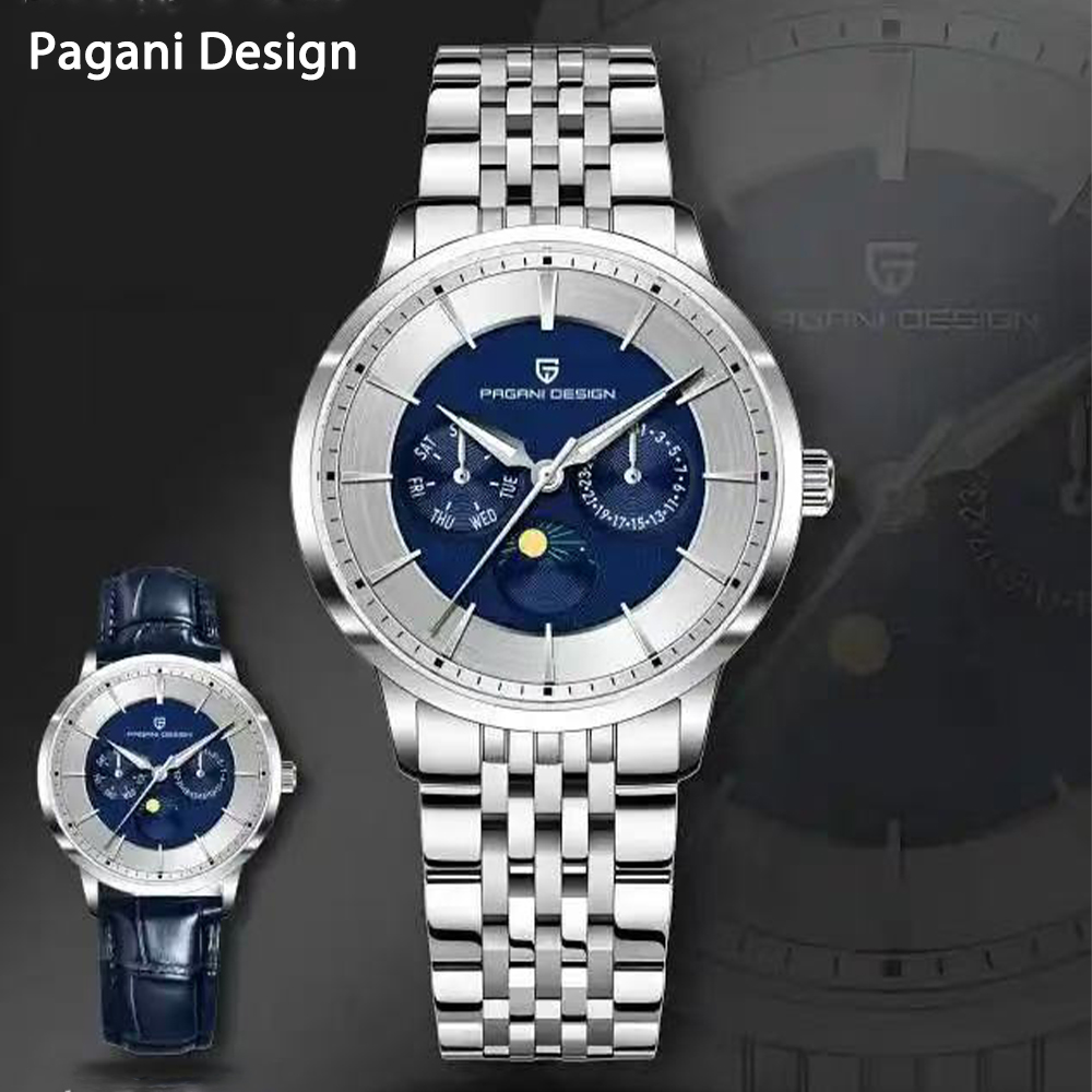 Moonphase Complication Watch - 2025年 パガーニデザイン 新メンズムーンフェイズ ビジネスクォーツウォッチ 100m防水 サファイアガラス