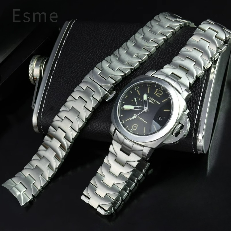 Luxury Watch Rubber Strap - 高級ステンレススチール製傷つきにくい時計バンド パネライ シリーズ 22 24mm ブラック