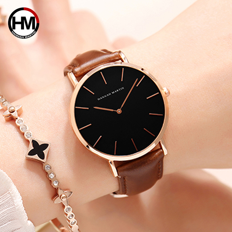 Luxury Watch Leather Strap - Hannah Martin-女性用クォーツムーブメント時計,レザーストラップ,防水,高品質,ファッショナブル,新品