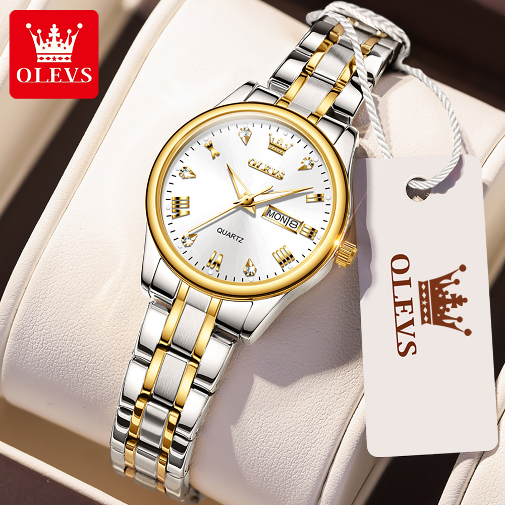 Olevs-女性用防水クォーツ時計、新しいファッション、クラ - Luxury Watch Leather Strap のレビューと価格