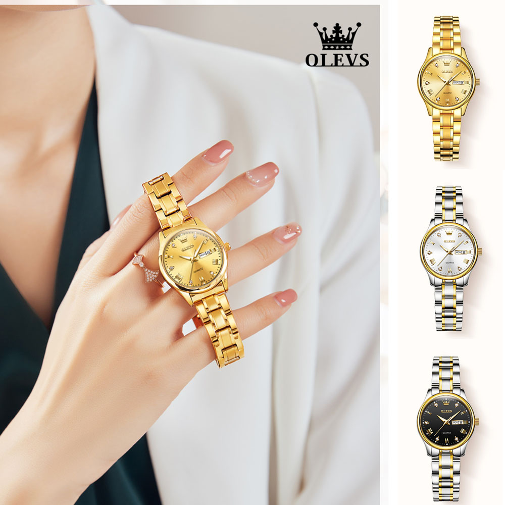 Olevs-女性用防水クォーツ時計、新しいファッション、クラ - Luxury Watch Leather Strap のレビューと価格