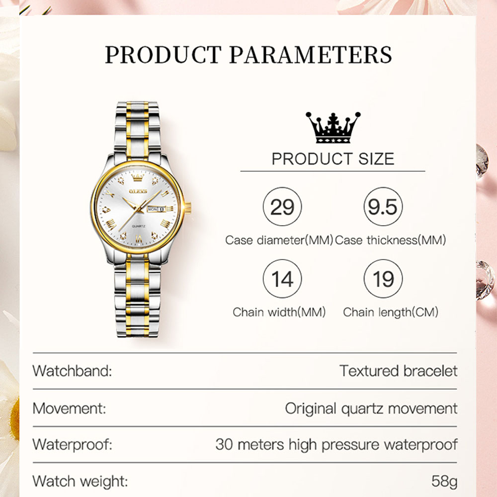 Olevs-女性用防水クォーツ時計、新しいファッション、クラ - Luxury Watch Leather Strap のレビューと価格