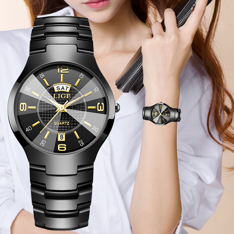 LIGE ファッションエレガントな女性の腕時計高級セラミック - Luxury Women'S Watch のレビューと価格