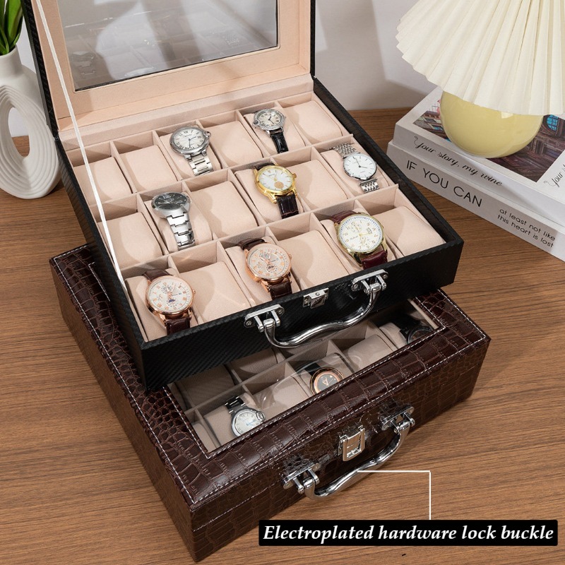 レトロ時計収納ボックス革製時計ディスプレイボックス高級 18 - Luxury Watch Collection Box のレビューと価格