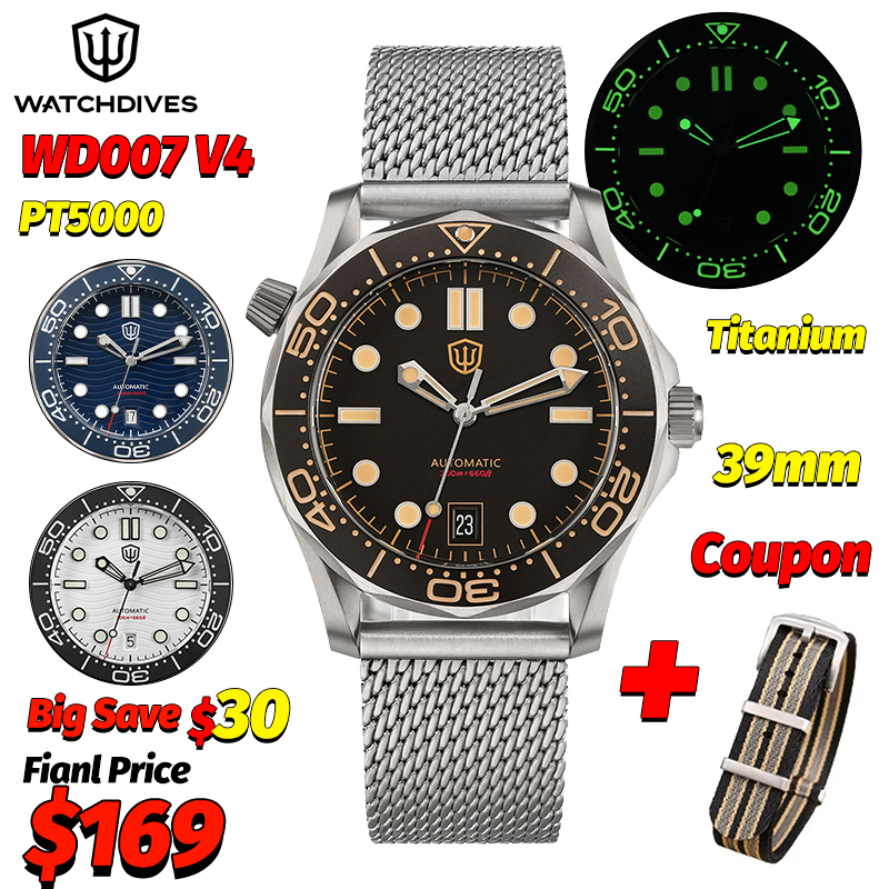 Watchdives Wd007 V4 39 ミリメートル  - Titanium Sport Watch のレビューと価格
