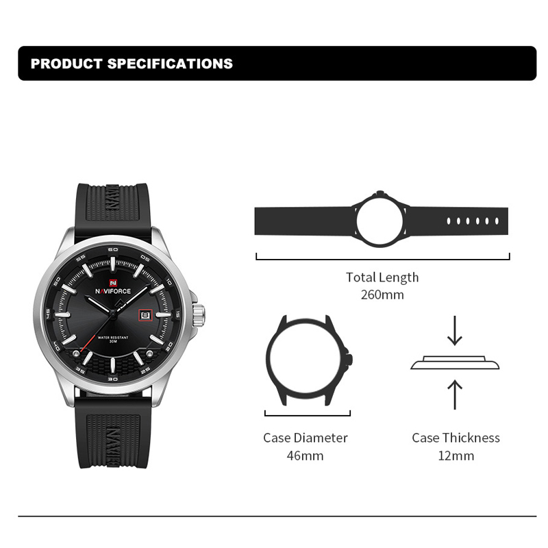 NAVIFORCE 高級メンズ腕時計 30 メートル防水クォ - Open Heart Watch のレビューと価格