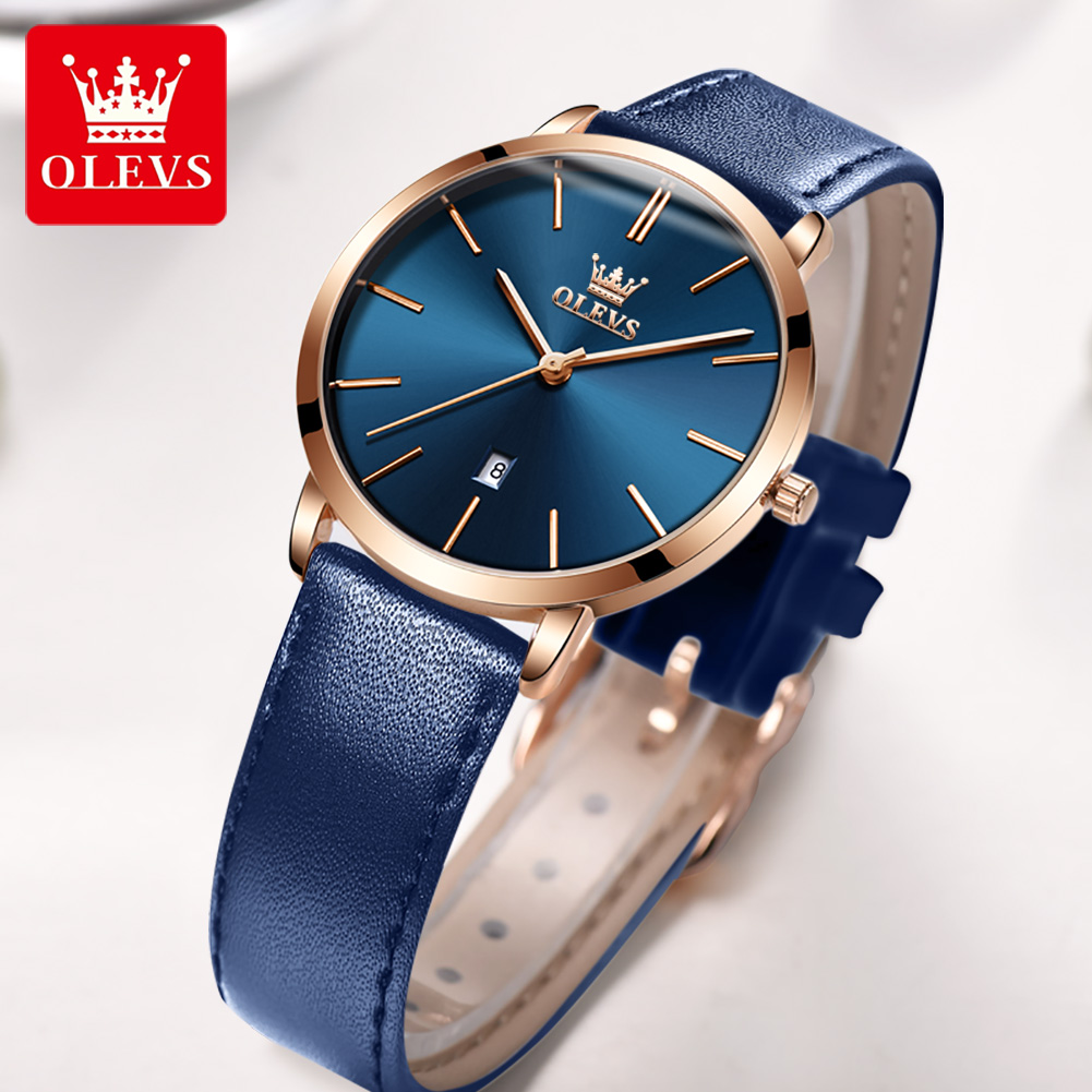 Olevs-女性用超薄型腕時計,防水クォーツ時計,革ストラッ - Luxury Watch Leather Strap のレビューと価格