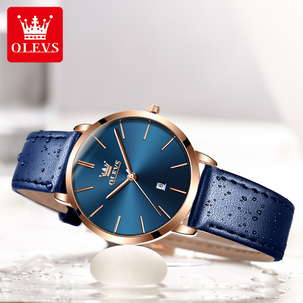 Olevs-女性用超薄型腕時計,防水クォーツ時計,革ストラッ - Luxury Watch Leather Strap のレビューと価格