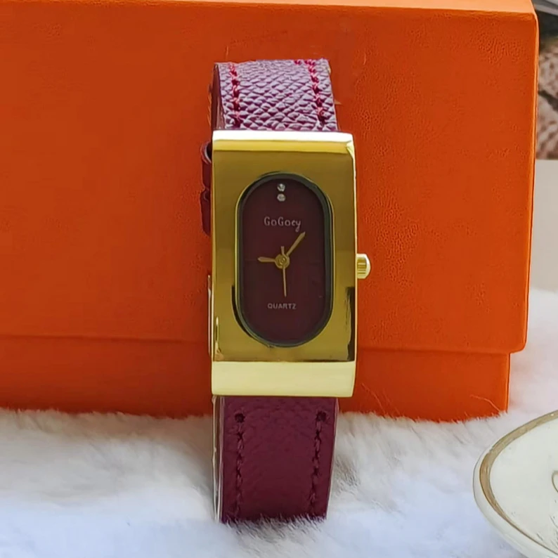 高級レディースブランドの女性の腕時計ファッション長方形ダイヤ - Luxury Watch Leather Strap のレビューと価格