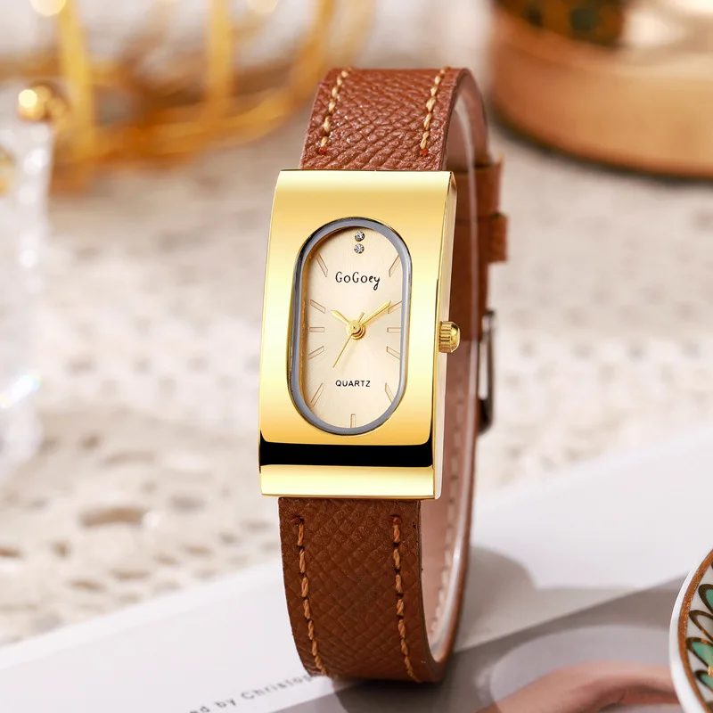 高級レディースブランドの女性の腕時計ファッション長方形ダイヤ - Luxury Watch Leather Strap のレビューと価格