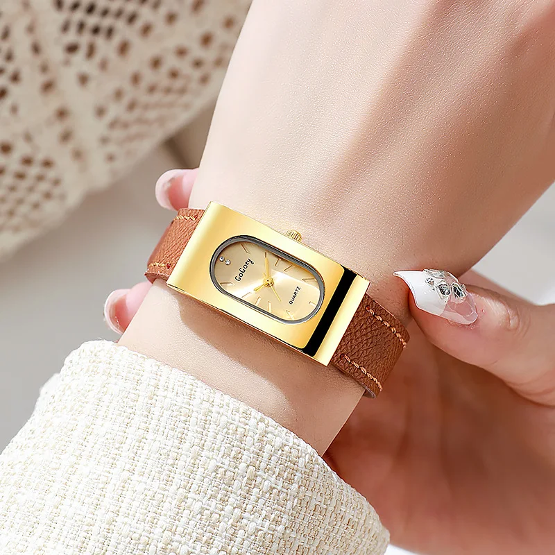 高級レディースブランドの女性の腕時計ファッション長方形ダイヤ - Luxury Watch Leather Strap のレビューと価格