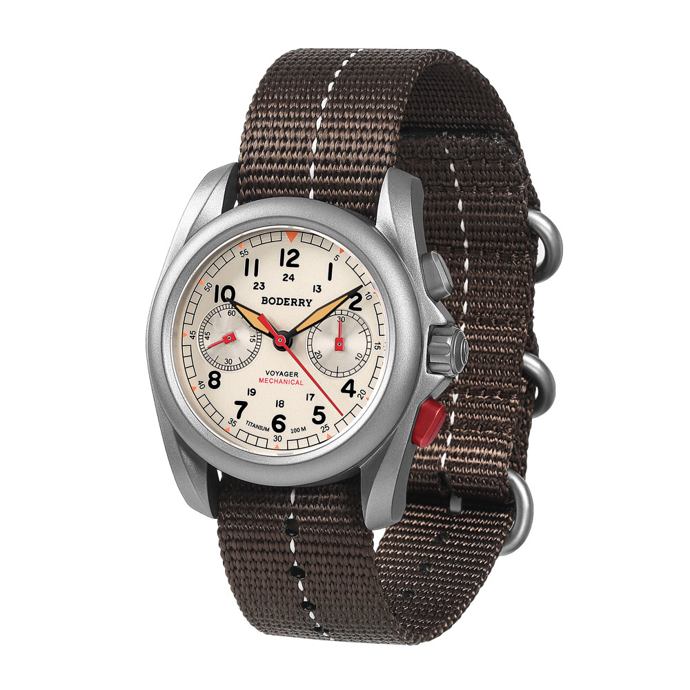 BODERRY メンズ フィールドウォッチ チタン製 機械式 - Titanium Sport Watch のレビューと価格