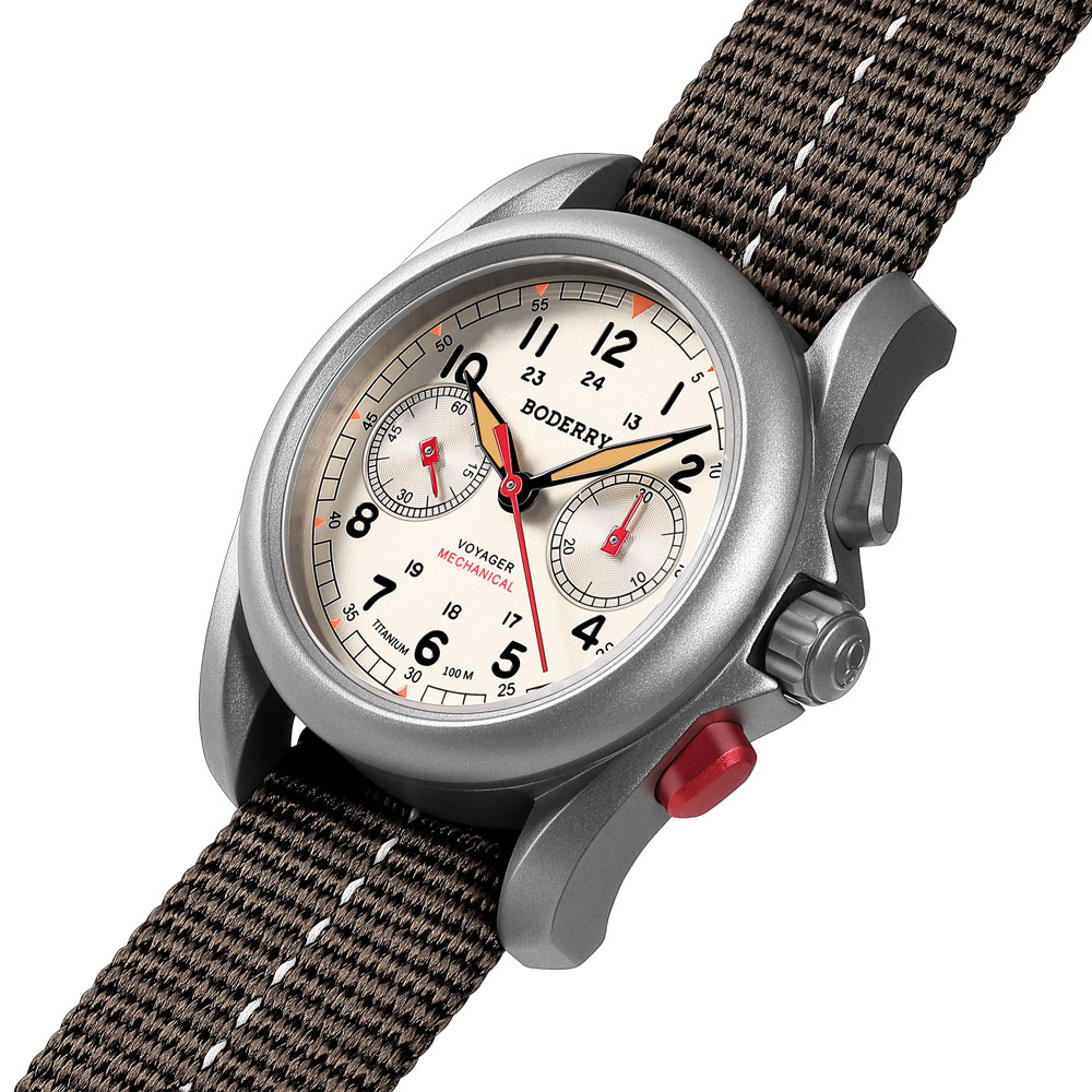 BODERRY メンズ フィールドウォッチ チタン製 機械式 - Titanium Sport Watch のレビューと価格