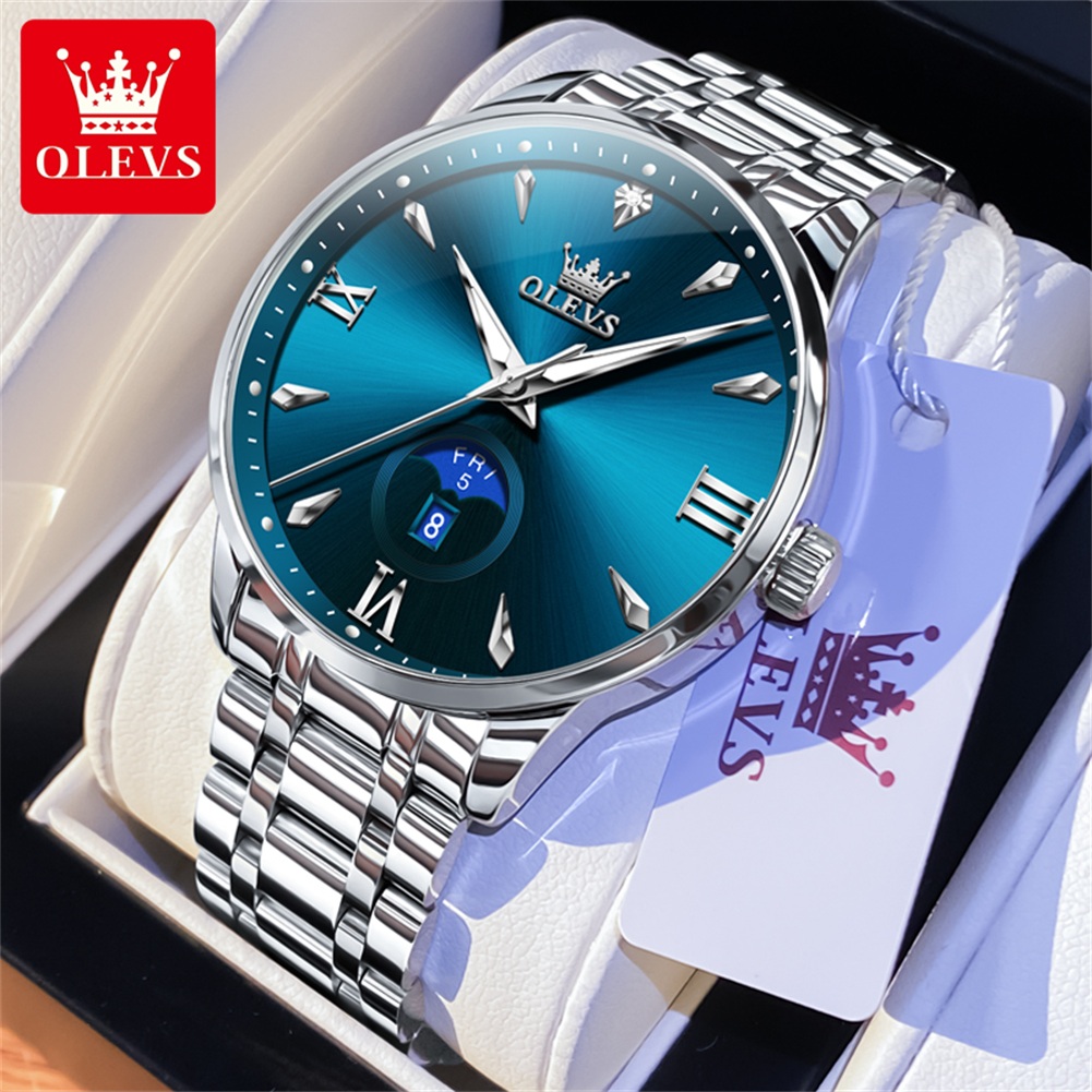 OLEVS ムーンフェイズメンズ腕時計カレンダー 30 メー - Luxury Watch Brands のレビューと価格