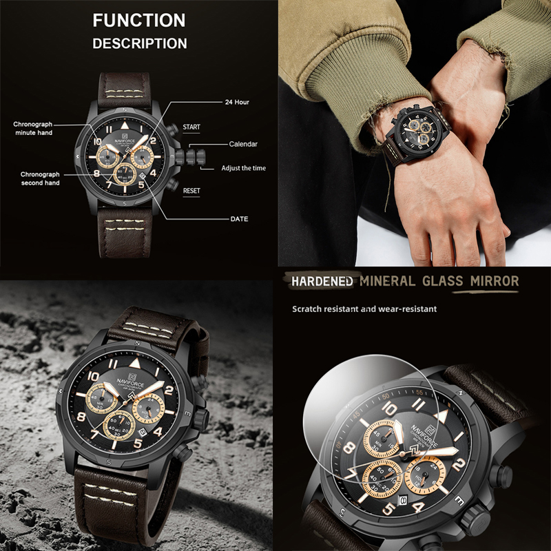 NAVIFORCE ファッションクォーツクロノグラフ腕時計  - Open Heart Watch のレビューと価格