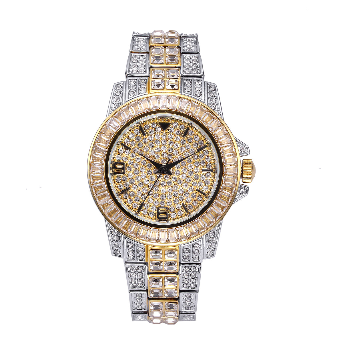 高級フルストーンクォーツ腕時計男性女性ヒップホップゴールドフ - Luxury Women'S Watch のレビューと価格