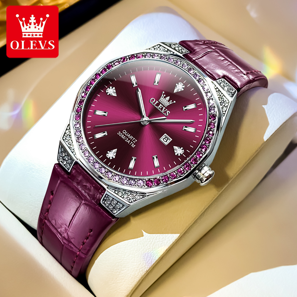 OLEVS オリジナルレディース腕時計ダイヤモンドラップファ - Luxury Watch Leather Strap のレビューと価格