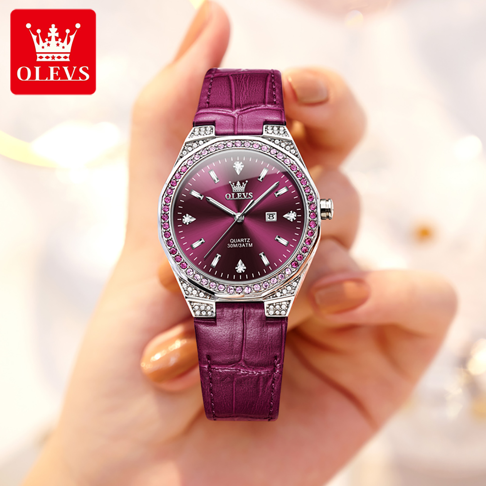 OLEVS オリジナルレディース腕時計ダイヤモンドラップファ - Luxury Watch Leather Strap のレビューと価格