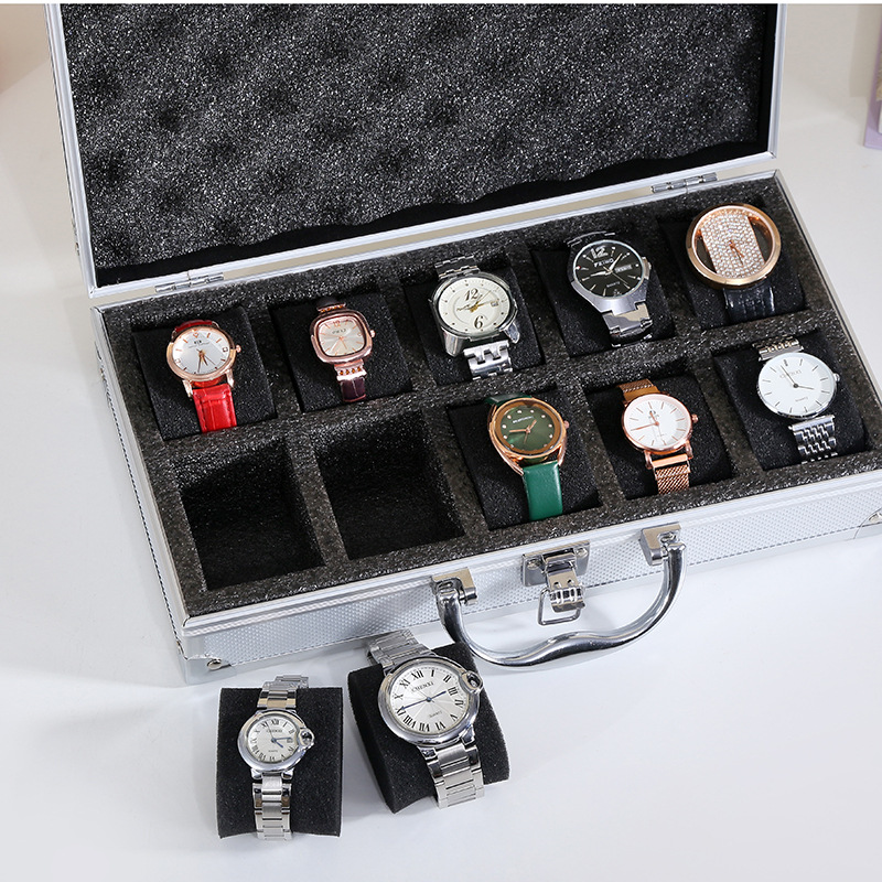 高級プレミアム品質の時計ボックス 10/12 グリッドアルミ - Luxury Watch Collection Box のレビューと価格
