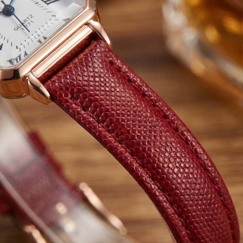 ファッション長方形クォーツ時計女性のための高級ブランドローマ - Luxury Watch Leather Strap のレビューと価格
