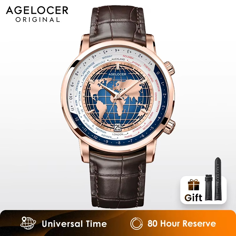Agelocer-男性用ステンレススチールウォッチ,自動機械 - Luxury Watch Brands In World のレビューと価格