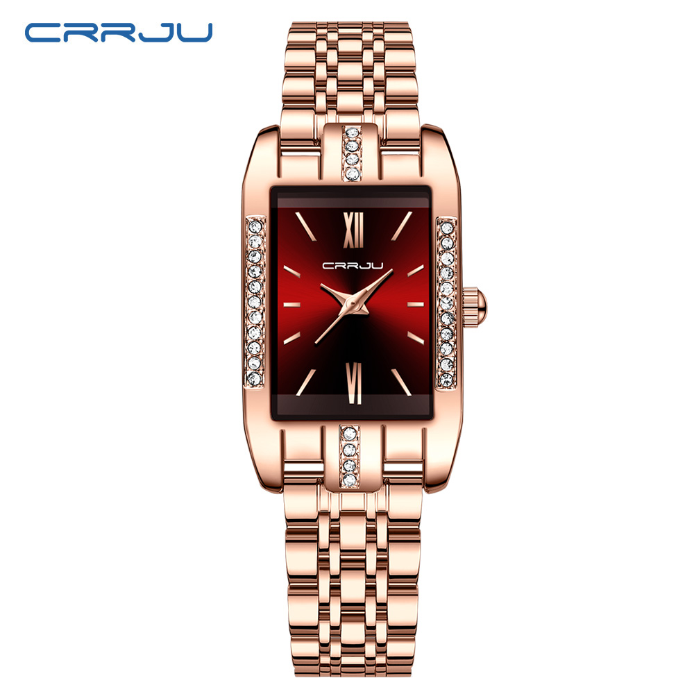 CRRJU 高級スクエア腕時計女性のための防水ステンレス鋼レ - Ladies Luxury Watch のレビューと価格