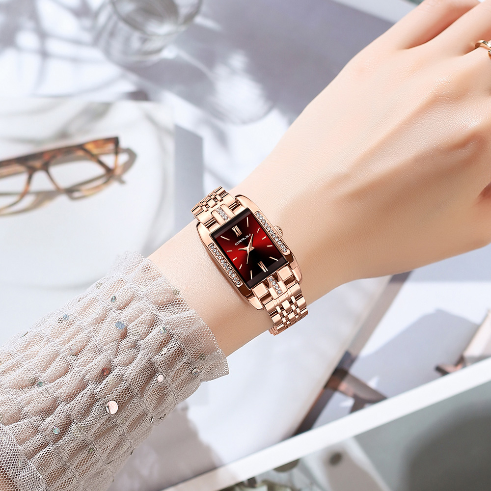 CRRJU 高級スクエア腕時計女性のための防水ステンレス鋼レ - Ladies Luxury Watch のレビューと価格