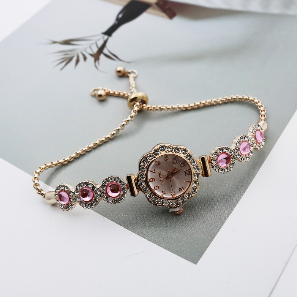 ファッションラインストーン女性クォーツ時計花ハート型ブレスレ - Open Heart Watch のレビューと価格