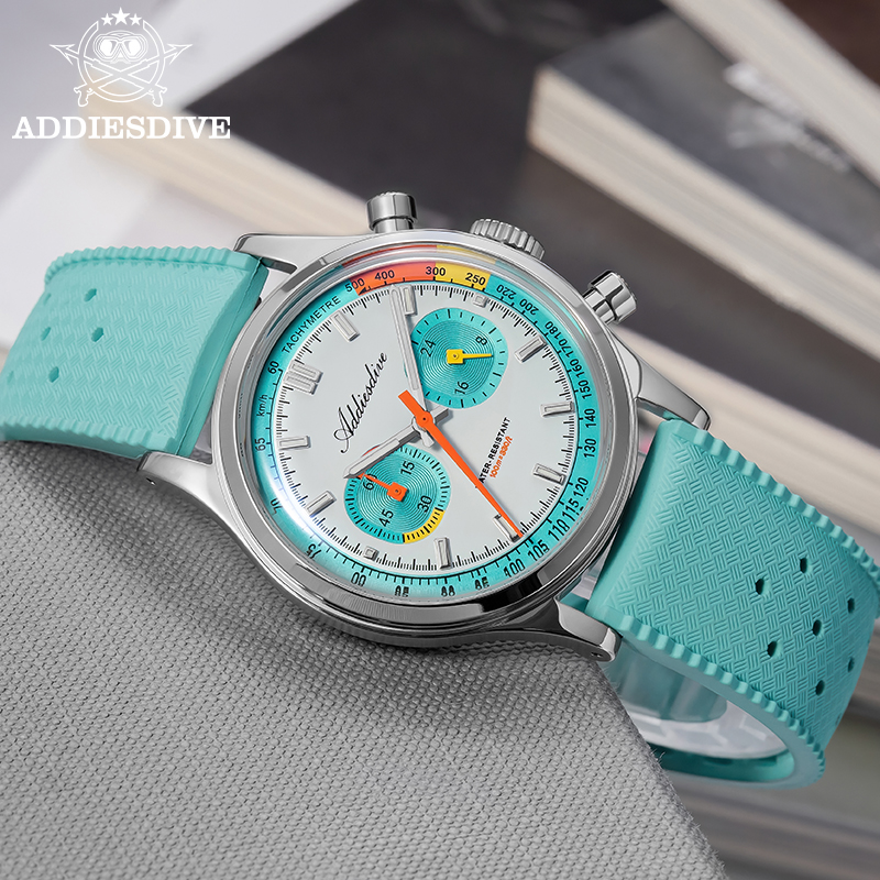 ADDIESDIVE 新多機能クロノグラフ腕時計ドーム型ガラ - Luxury Watch Rubber Strap のレビューと価格