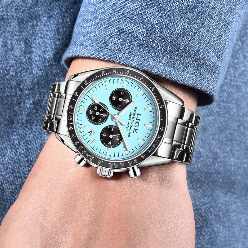 LIGE トップブランドの高級新しいメンズ腕時計クォーツマン - Luxury Watch Collection Box のレビューと価格