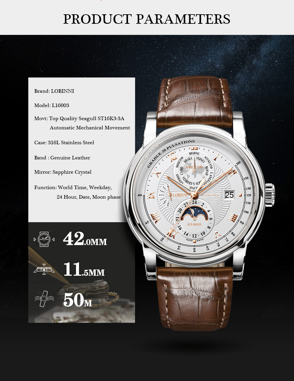 Lobinni-メンズ機械式および自動巻き時計,高級ブランド - Luxury Watch Brands In World のレビューと価格