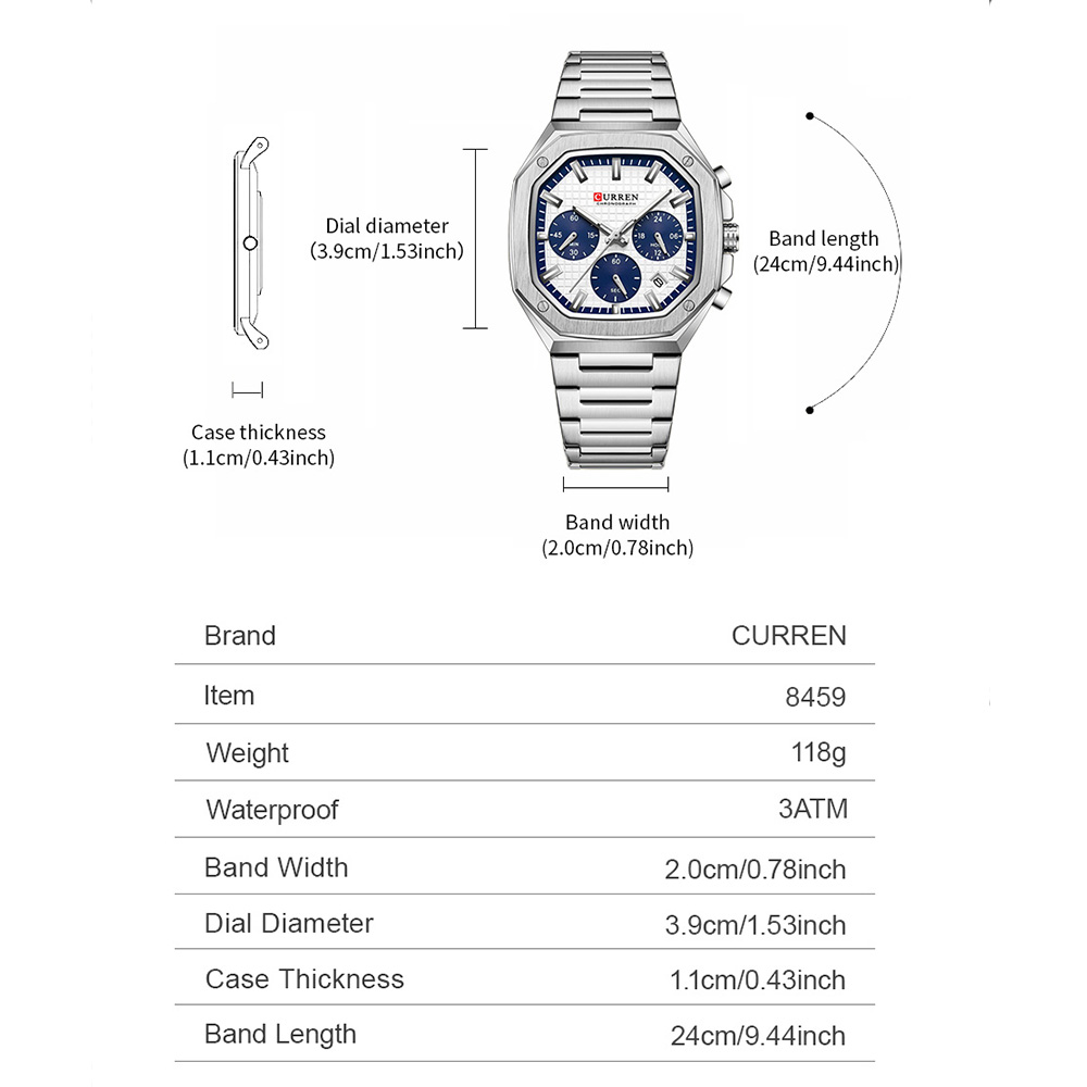 CURREN 高級スクエアクロノ腕時計男性用クラシックデザイ - Luxury Watch Design のレビューと価格