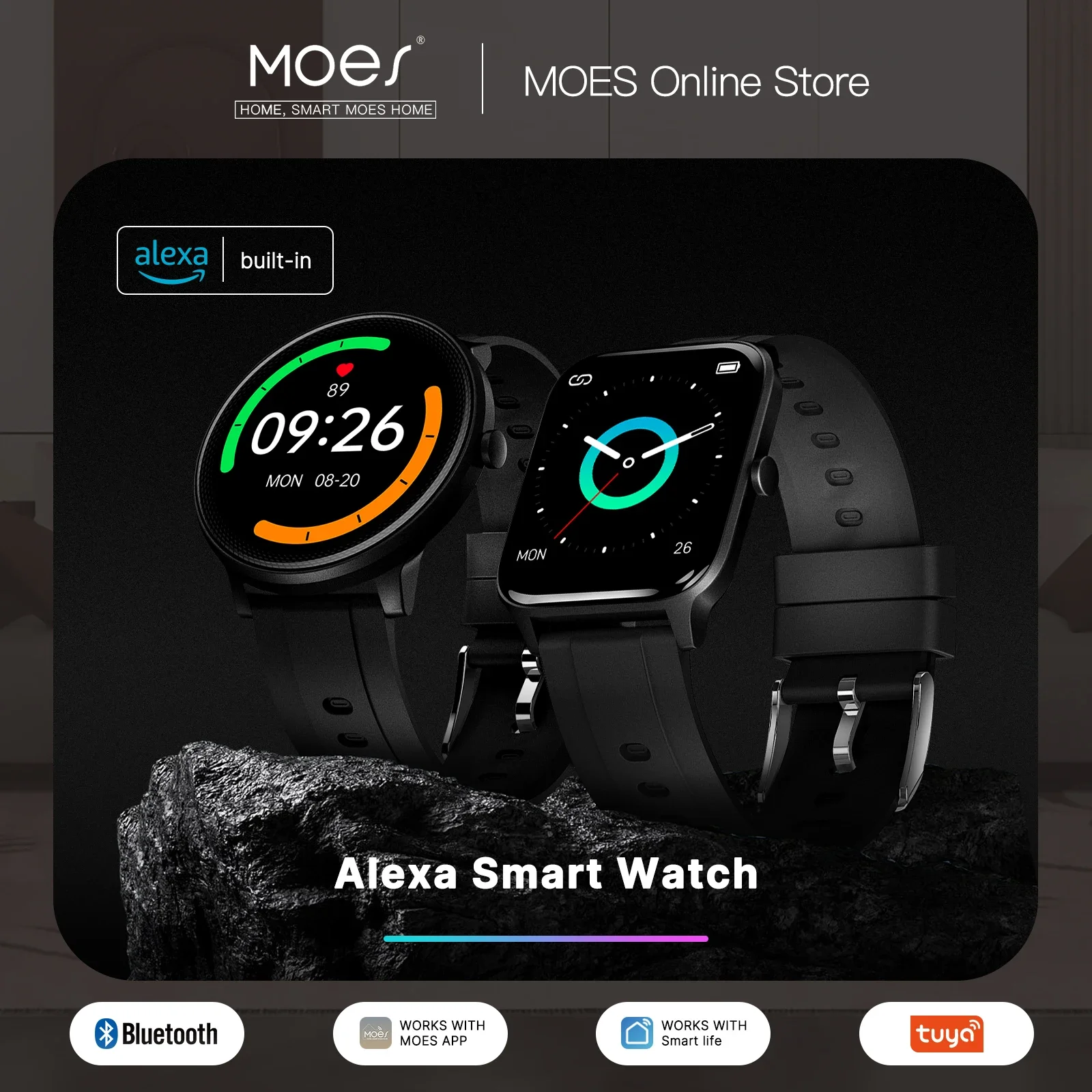 Moes-フィットネストラッカー内蔵のスマートウォッチ、心拍 - Open Heart Watch のレビューと価格