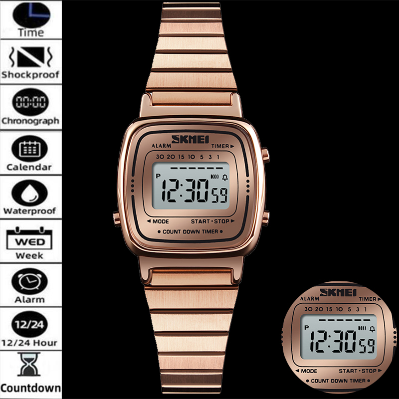 Skmei レディースデジタル腕時計高級ステンレススチールス - Perpetual Calendar Watch のレビューと価格
